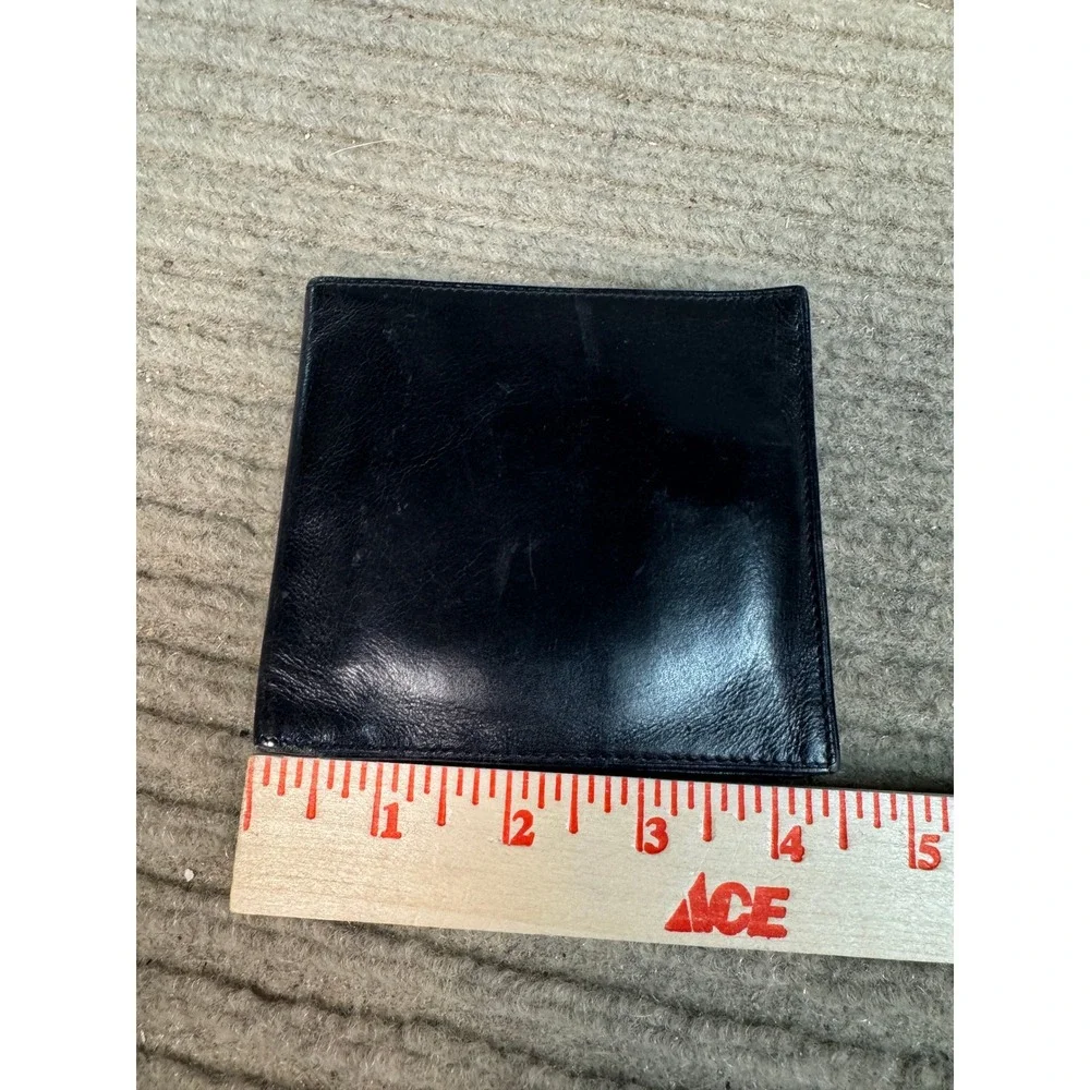 Plains States Leather Co Mens Black Leather Bifold Wallet with ID Window